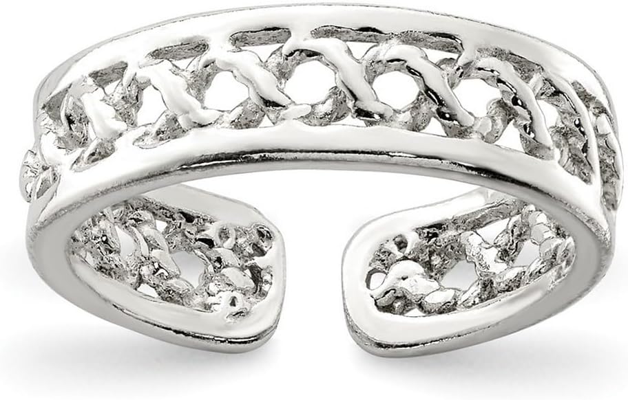 JewelryWeb 925 Sterling Silver Solid toe ring 4mm Wide toe ring for Women