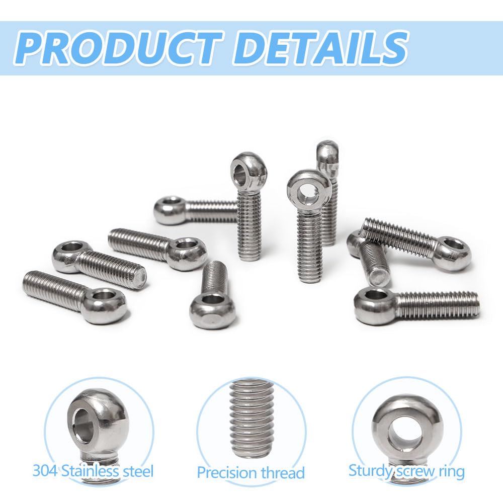 30 Pezzi Bullone a Occhiello M8 Inox Viti a Occhiello con Filettatura Bullone Girevole Vite ad Anello Piccole per la Produzione Automobilistica e il Collegamento di Tubazioni