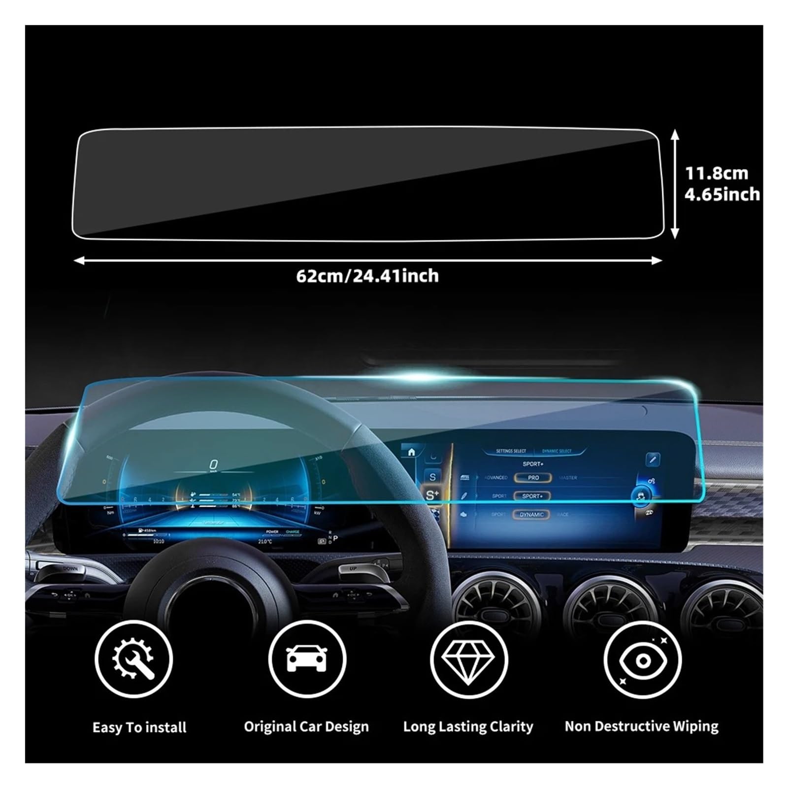 Navigation Displayschutz Für Benz A-Klasse W177 2 In 1 Gehärtetes Glas Film Schutz Auto Center Konsole GPS Navigation Bildschirm Display Displayschutzfolie