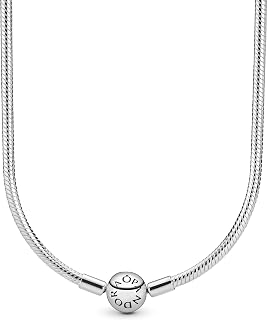 Pandora Iconic Snake Chain Sterling Silver Charm Necklace 590742HV - 50cm Secure Threading Clasp