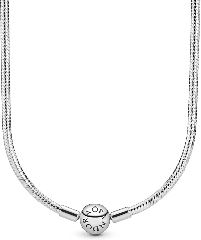 Jewelry Moments Collar de plata de ley con dije de cadena de serpiente, 19,7 pulgadas, sin caja