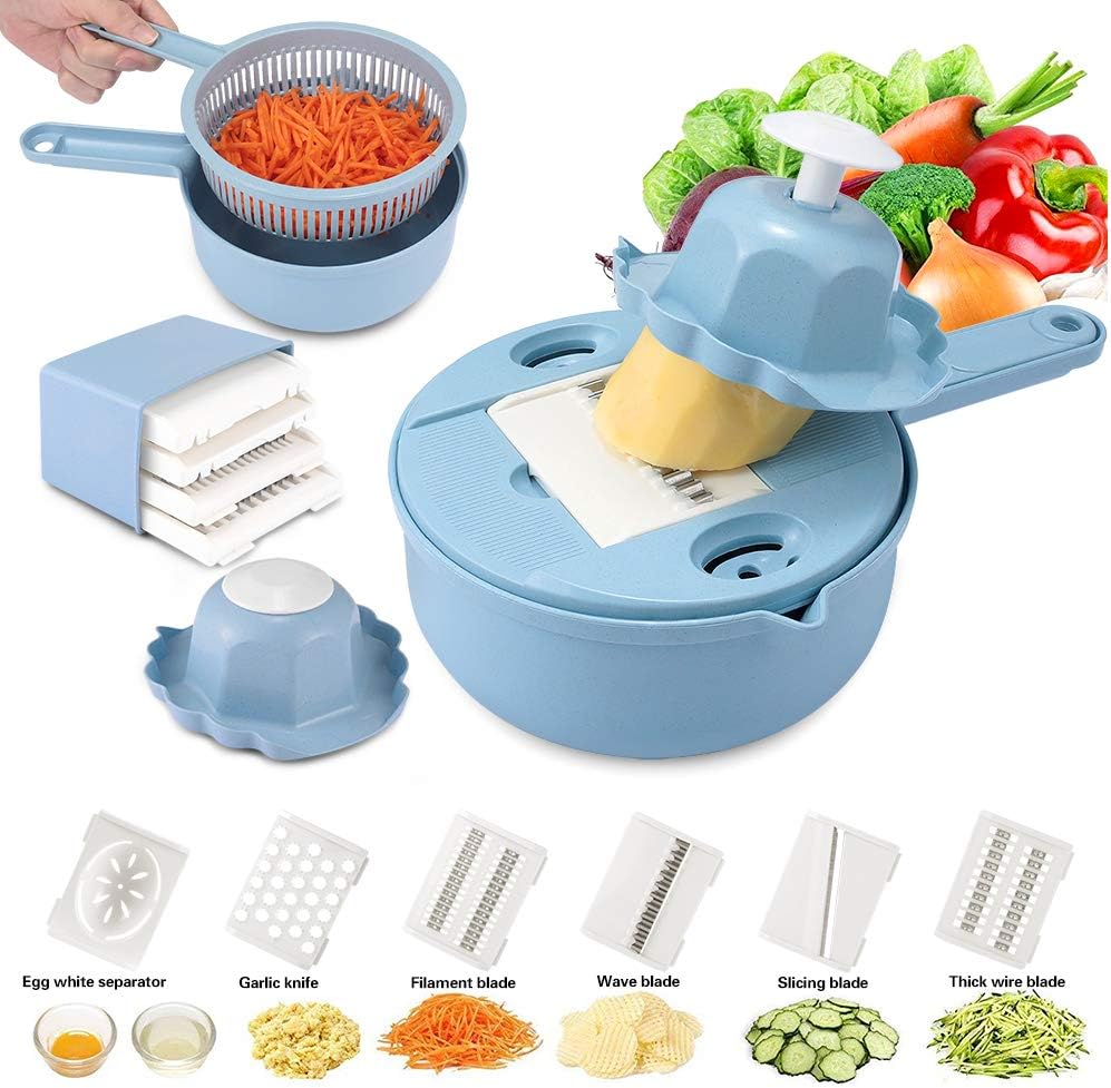 Yoocaa Mandoline Slicer Vegetable Slicer, Veggie Slicer 10 in 1 Vegetable Chopper Cutter Slicer Grater, Meals Veggie & Food Dicer