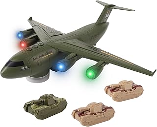 Military Transport Aircraft | Kids Airplane Toy with Light and Sound Effects | Cargo Plane Toy in Army Green | Army Toys for Boys | Military Toys for Toddlers | Holiday & Birthday Gift for Kids