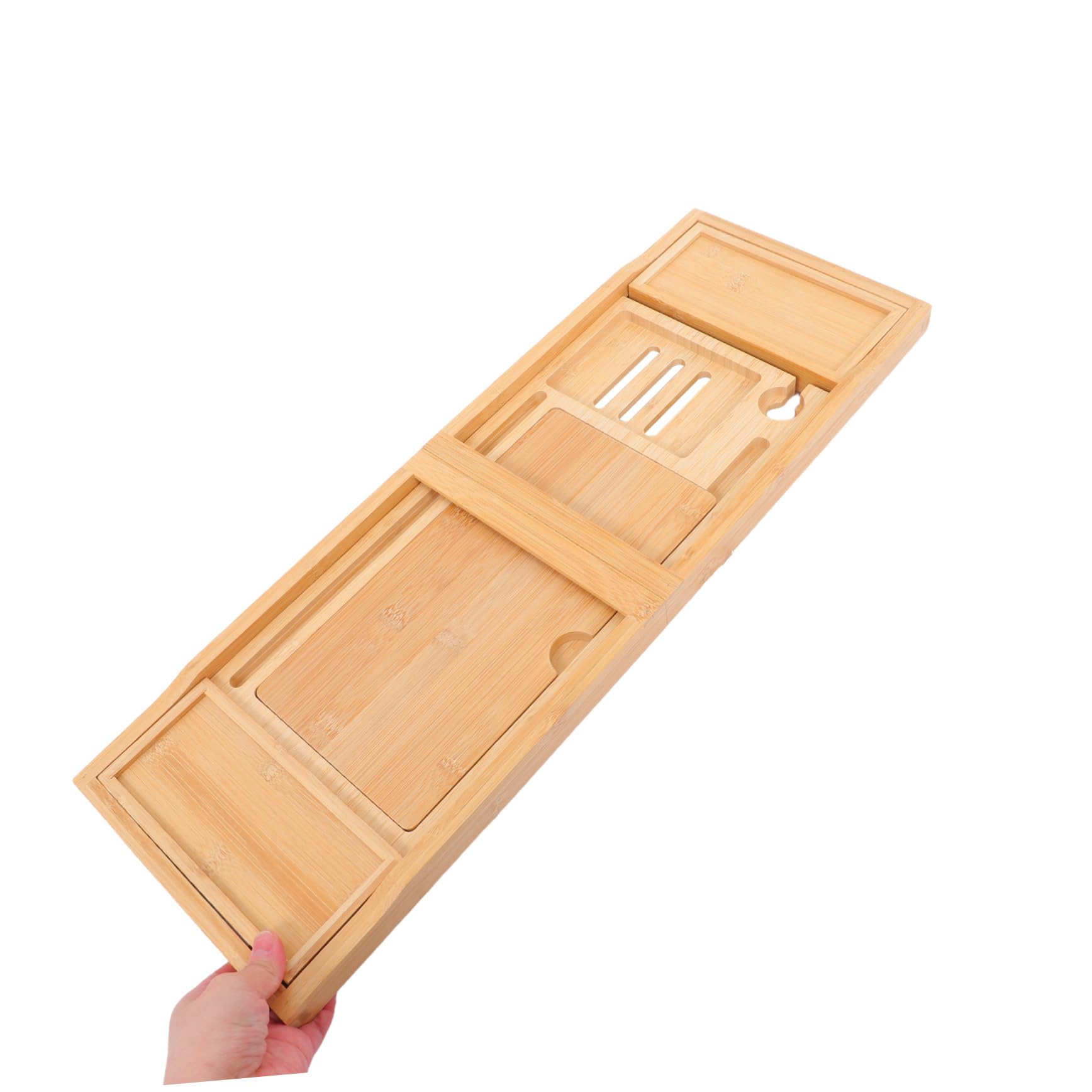 Ciieeo Bandeja De Baño De Bambú Ajustable Soporte Extensible Organizador para Bañera Almacenamiento Diseño Elegante