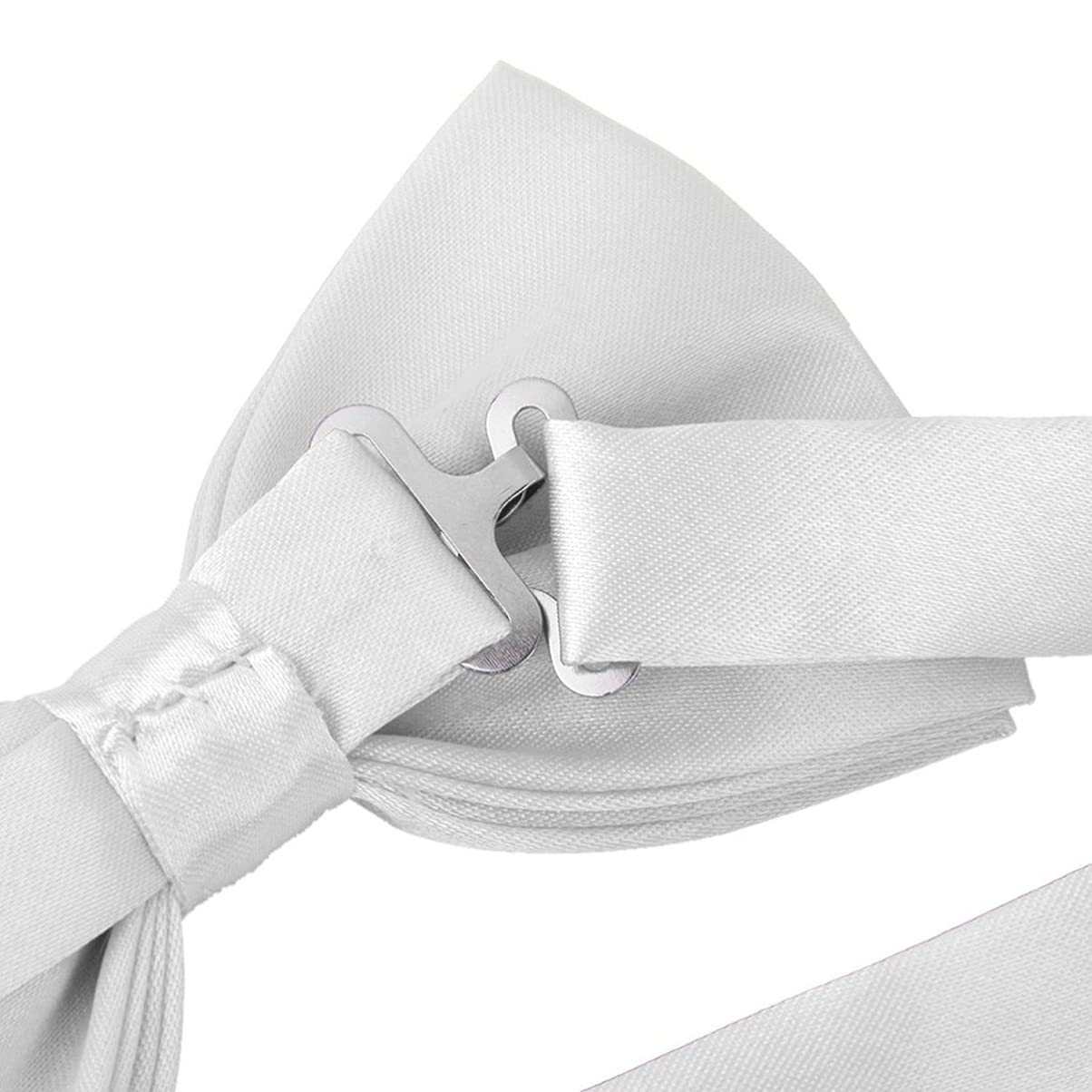 GALPADA Ensemble 3 Pièces Ceinture de Smoking Homme Blanc en Polyester Brillant Nœud Classique Pré-noué et Mouchoir, Taille Ajustable pour Cérémonies Formelles