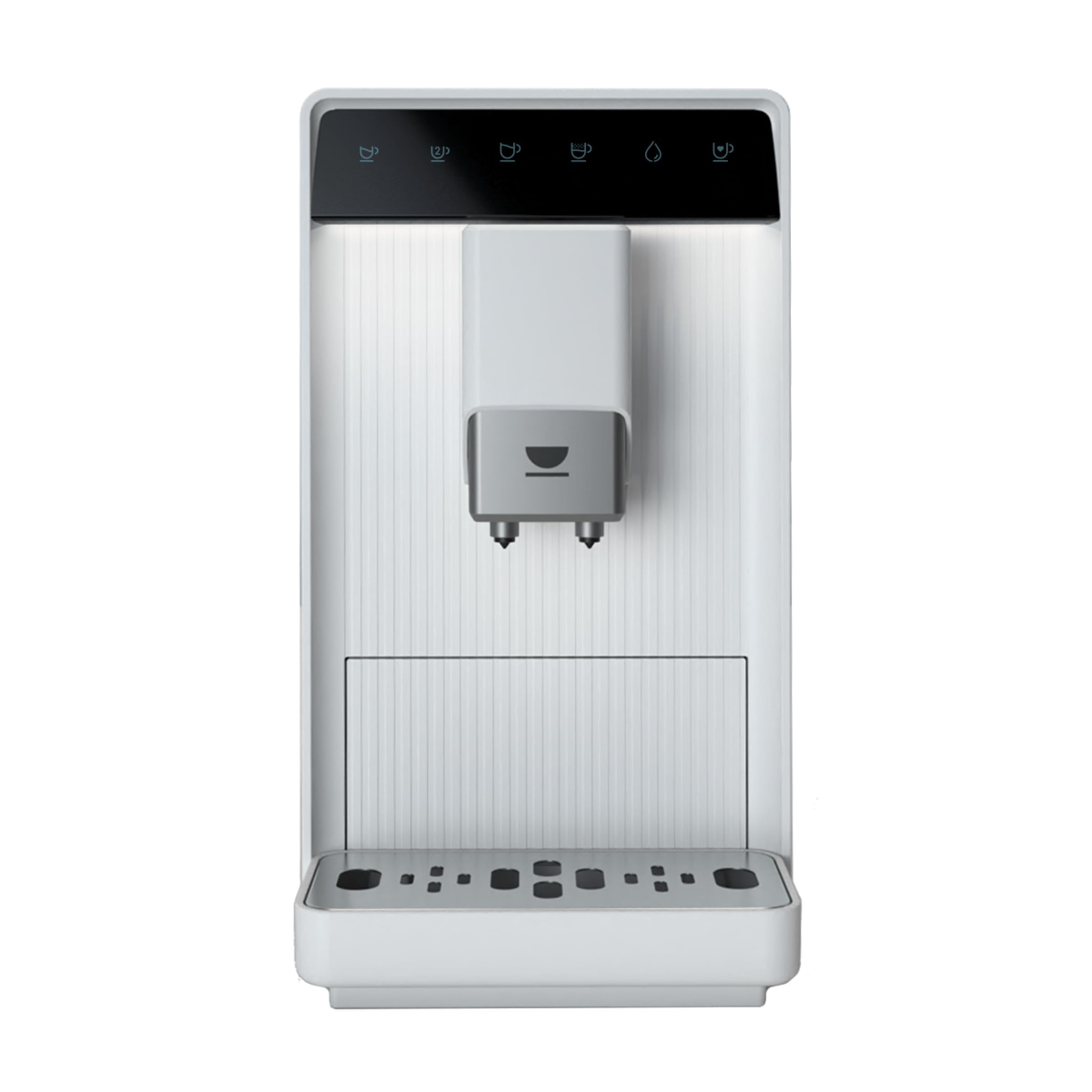 Incapto Machine à Café Grains Aura | 19 bars | 2 expressos simultanés | Cafetière à Grain Compacte et Design Élégant | Broyeur Réglable | Nettoyage Automatique | Plusieurs recettes (Blanc)