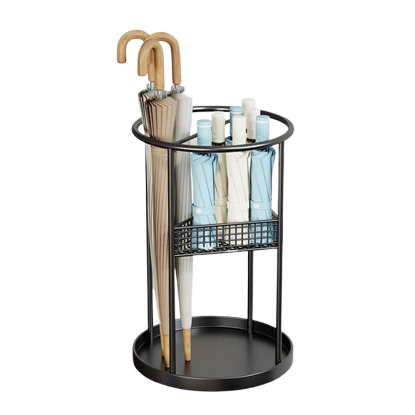 sdSDGrw umbrella stand, With Drip Tray - 19.7 Inch Free Standing Entryway Rack for Short & Tall Umbrellas for Home & Office(Black)