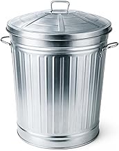 Galvanised Metal Waste Bin, Size 30 x 30 x 35 cm, Dustbin with Lid and Handles, Anti-Rust Outdoor Garbage Bucket -3546C -1.90 (18 Litres)