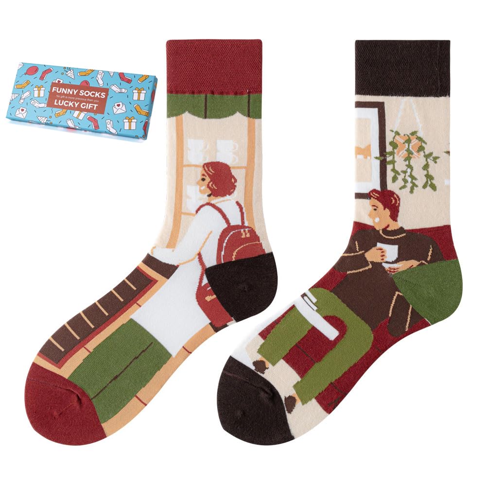 Calcetines Divertidos Unisex para Mujer y Hombre con Diseños Asimétricos en Par - Temas Animales, Comida, Fruta, Deporte y Arte en Algodón - Ideal para Regalos — view 52