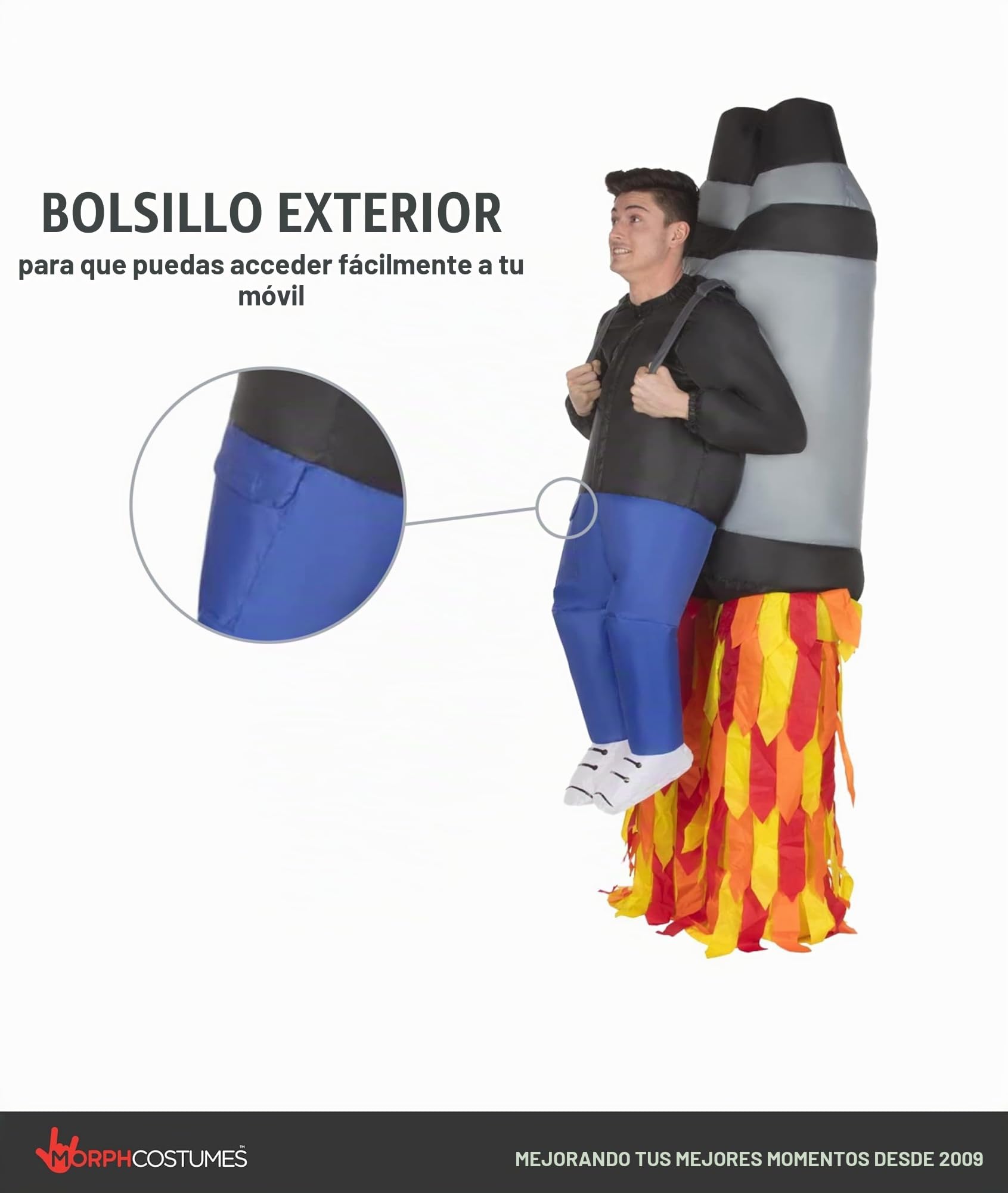 Morph Disfraz Inflable Jetpack, Traje Divertido Cohete, Ideal para Fiestas y Eventos, Talla única