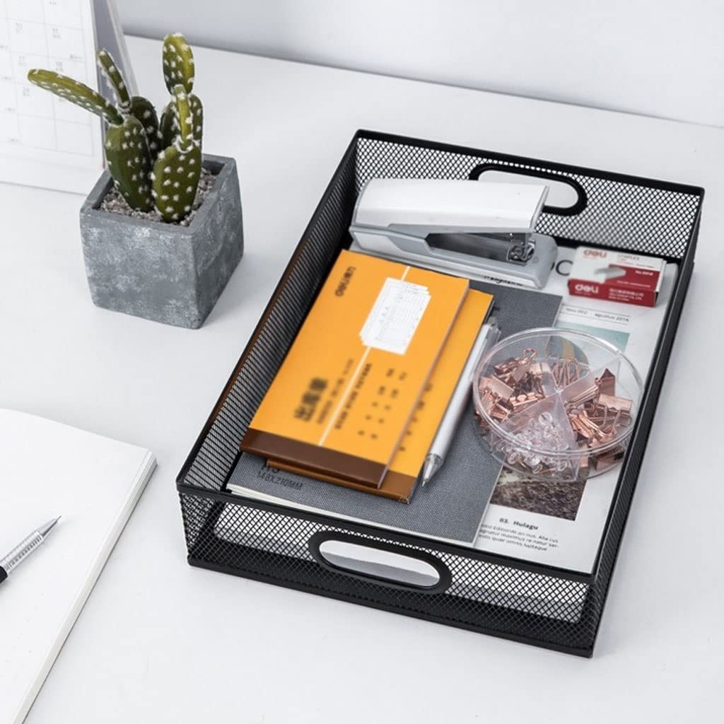 Zeitschriftensammler aus Metallgeflecht, mit Griff, 32,5 x 22,9 x 6,9 cm, stilvoll für Zuhause und Büro, Aufbewahrungslösung für Zeitschriften, Akten und Dokumente, Schwarz