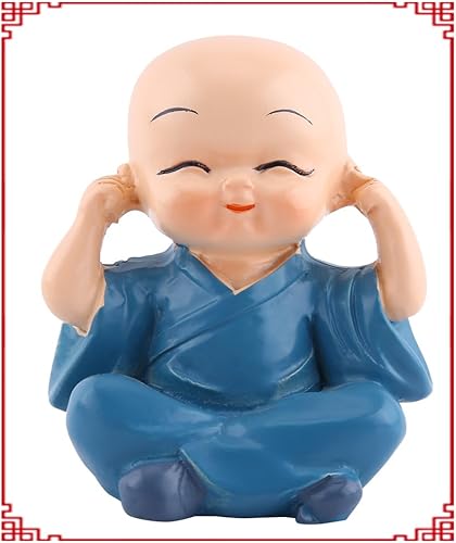 Miniatura 8 de 4 figuras de monjes, lindos monjes sabios de Kongfu para decoración interior de automóvil, decoración de resina, adorno de resina, no escucha el