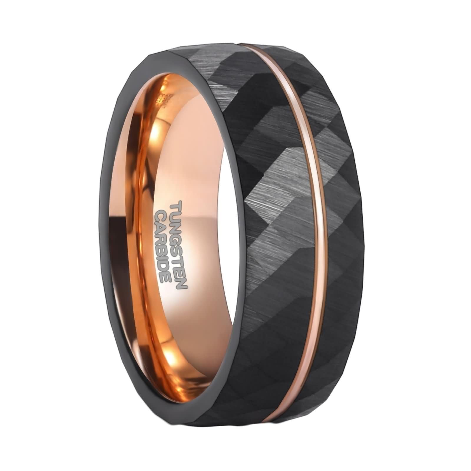 Anillos Personalizables de Boda Tungsteno Negro de Mujer y Hombre | 4MM/6MM/8MM Redondo Cepillado con Ranuras,Diseño Clásico,Ligero para Uso Diario,Resistente a los Arañazos,Ajuste Cómodo