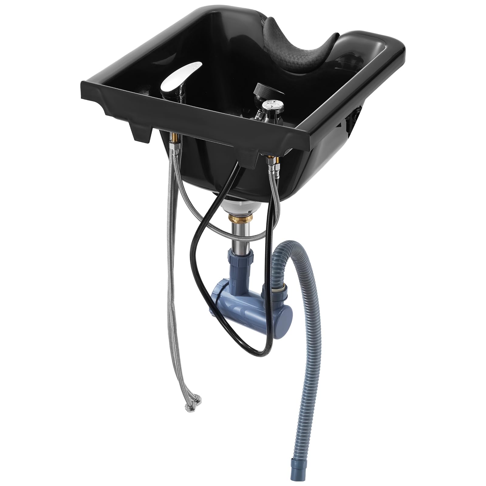 VEVOR Mobiles Waschbecken Friseur ABS-Kunststoff Friseur Waschbecken Abmessung 47 x 4 6X 25 cm, Schwarze Rückwärtswaschbecken, Verbreitet im Kosmetiksalon oder Bad, zu Hause oder oder im Badezimmer