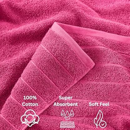 24 Stück Handtücher für Badezimmer 100% Baumwolle Handtuch Set Oversize Badetücher Gym Handtücher Waschlappen Weich und Saugfähig - Fuchsia – Bild 6