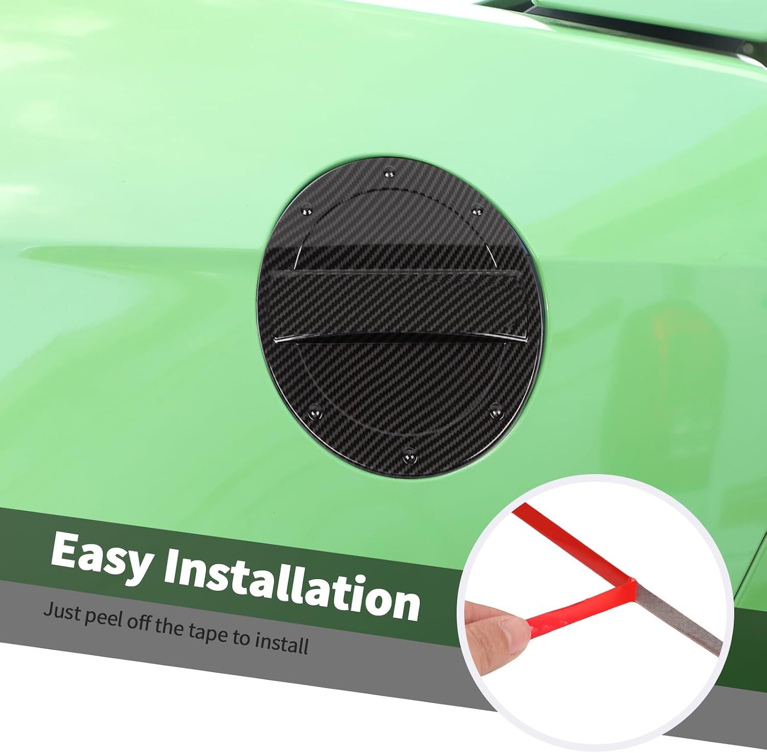 Jimen Fit for Ford Mustang 2010-2014, Fuel Cap Gas Door Cover Trim (Carbon Fiber)