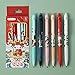 6 Packs Cartoon Pattern Pens Aesthetic Japanese Erasable Gel Pen Cute Black Ink Pen Kawaii Retractable Rollerball Pen (M,6 Packs)