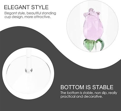 Miniatura 9 de Copas de vino de flor de rosa de 7.8 fl oz, copas de cristal de rosa con interior en forma de flor de rosa copa de vino en forma de rosa