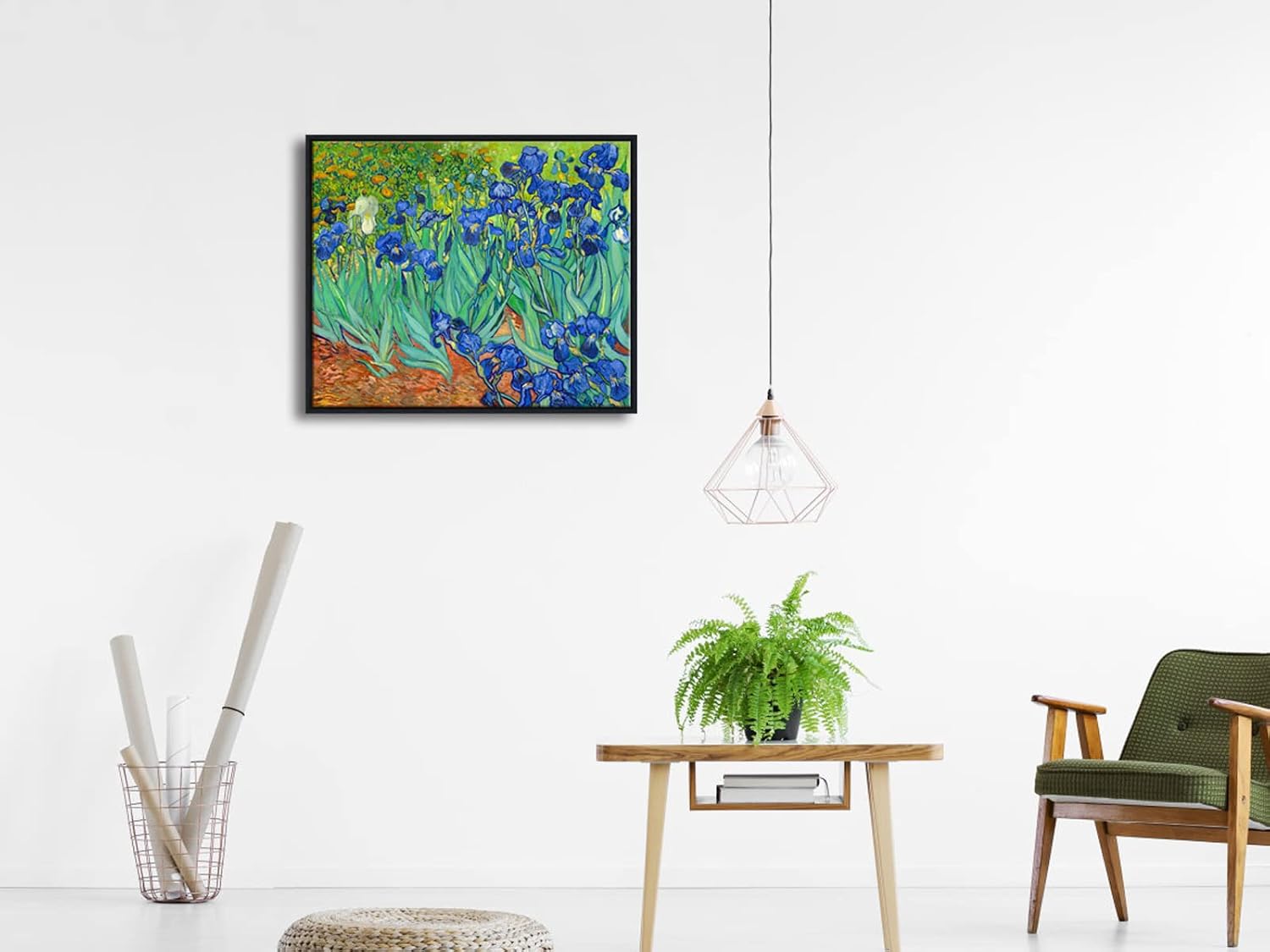 Wieco Art Black Framed Wall Art Irises by Van Gogh Famous Flowers Oil Paintings Reproduction Canvas Prints Modern Canvas Prints Artwork Pictures on Canvas Wall Art for Wall Decor