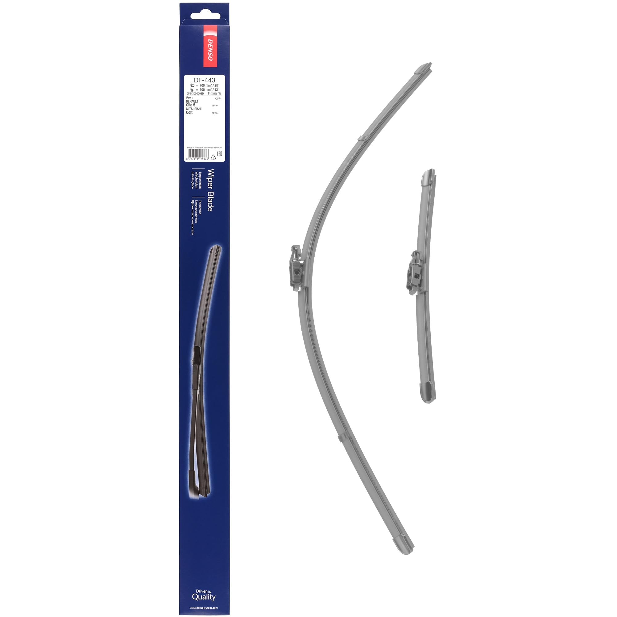 Denso Flachwischer-Set Df-443 (700/300 Mm, Linkslenker): Zwei Leise, Langlebige Wischer Mit Aerodynamischem Design. Oem-Qualität, Breite Kompatibilität, 2 Jahre Garantie.