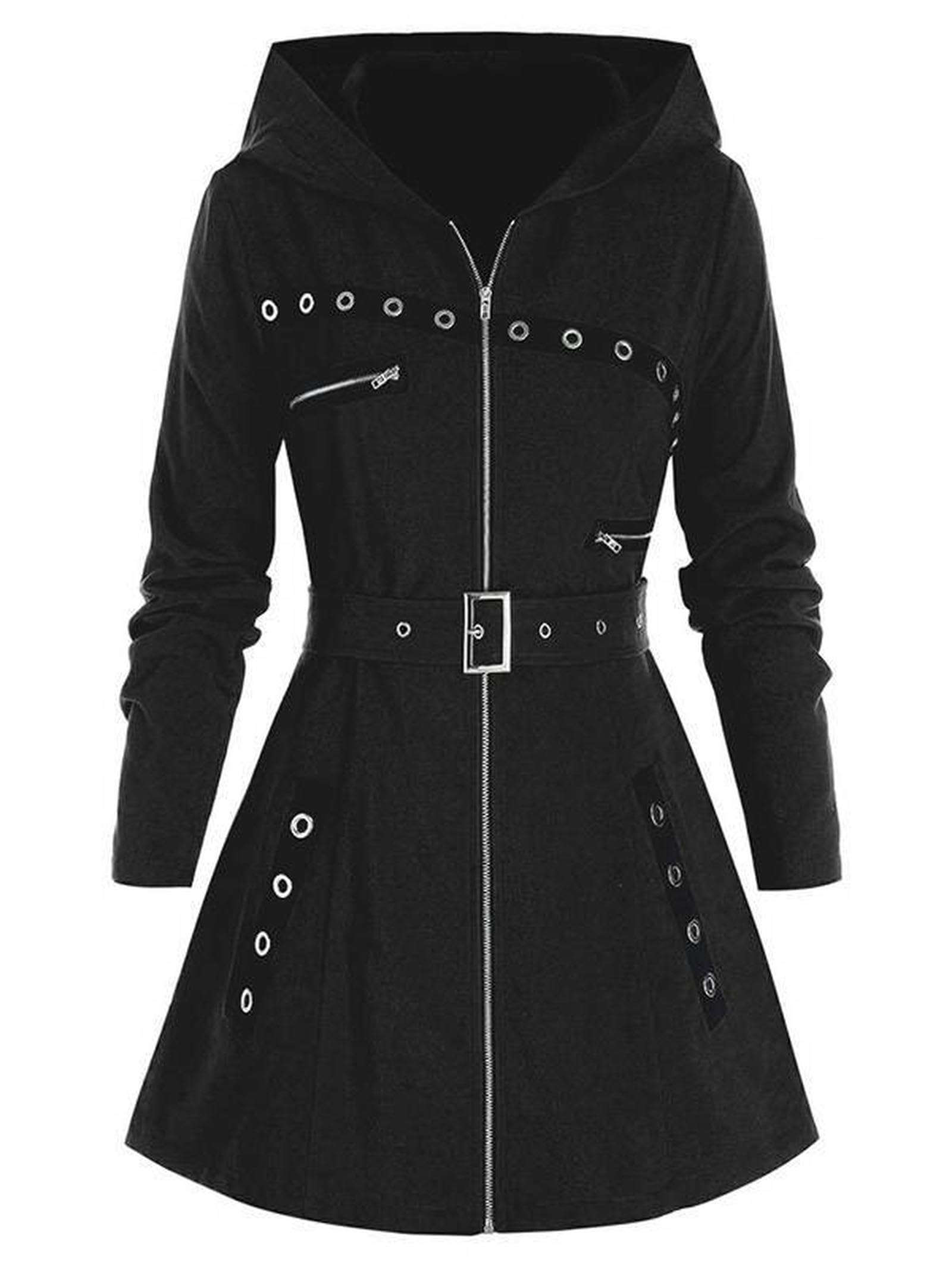 Veste à capuche manches longues fluide et confortable en noir 5XL