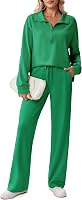PINSPARK Women's 2-Piece Half Zip Sweatsuit Set - Loose Fit Sweatshirt & Straight Leg Pants, Breathable 4-Way Stretch Fall Tracksuit