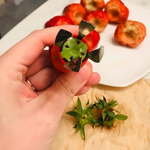 Miniatura 6 de Strawberry Huller - Juego de rebanador de frutas, rojoverde, herramienta de extracción rápida de fresa, herramientas de cocina y accesorios de