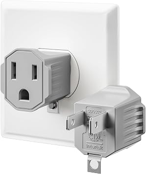 SUPERDANNY 2-Pack ETL Listed 2 Prong to 3 Prong Outlet Adapter, Light Gray