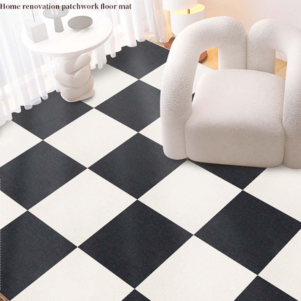 10 Pcs Dalles de tapis imbriquables, dalles de tapis imbriquables à adhésion statique, tapis puzzle sans colle style japonais, revêtement de sol sûr pour chambre et salon, 30×30cm (Dark Gray)