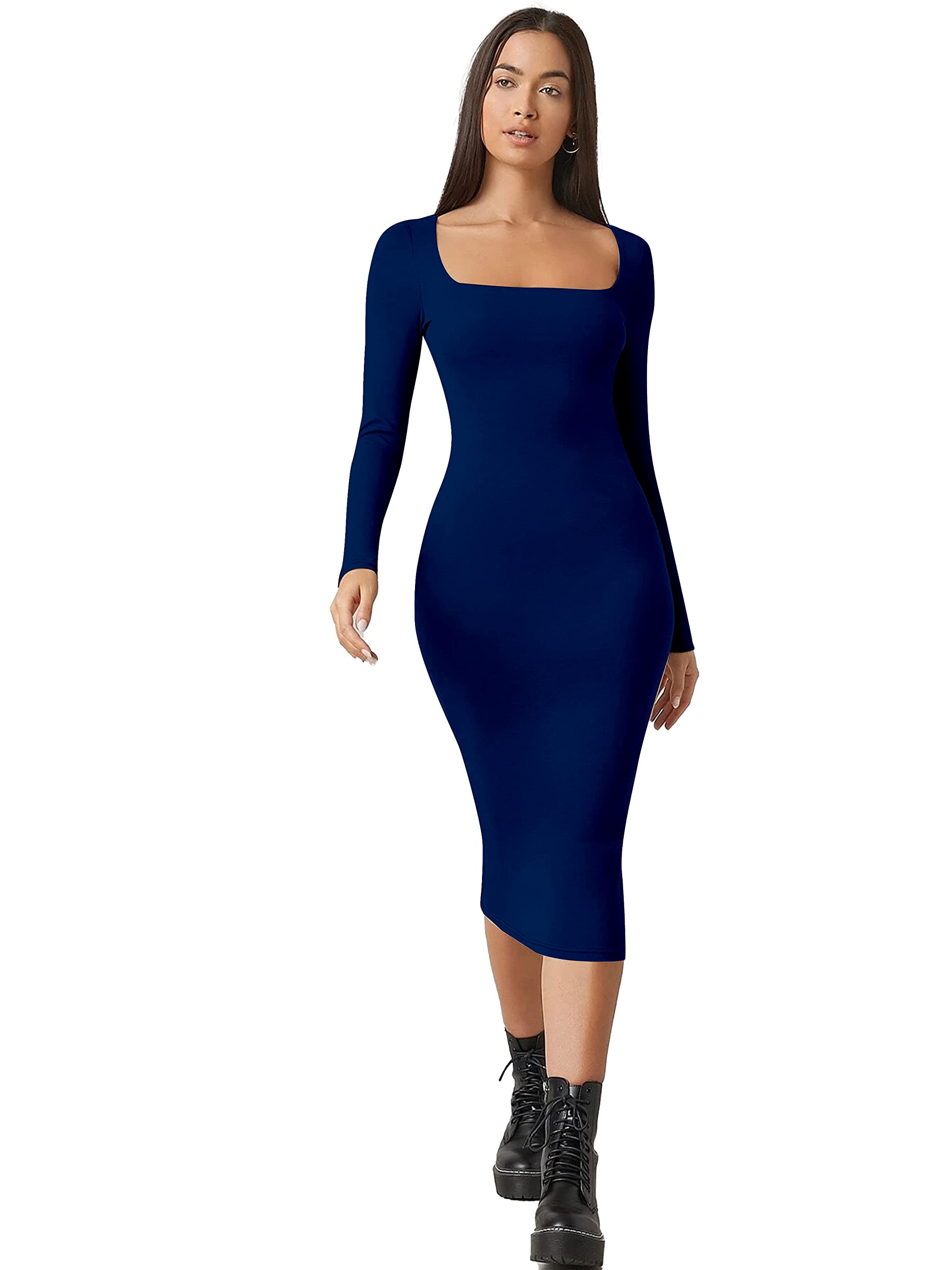 AlekyaWomens Midi Western Blue Dress | Dress for Girls | Womens Dress for Festivals, Parties & Special Occasions [TC-037]