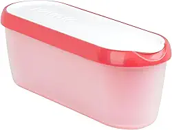 Pote para sorvete reutilizável Tovolo Glide-A-Scoop, base antiderrapante, 1,5 L, Strawberry Sorbet