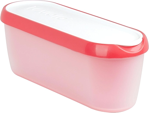 Pote para sorvete reutilizável Tovolo Glide-A-Scoop, base antiderrapante, 1,5 L, Strawberry Sorbet