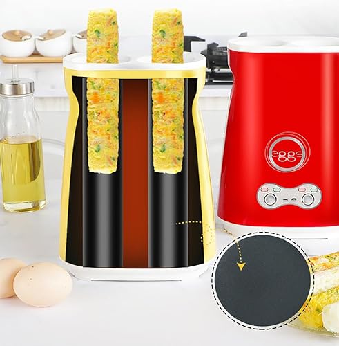 Miniatura 4 de KALWEL Sandwichera de desayuno, máquina de huevos para perros calientes, doble barril, doble botón, adecuada para huevos, perros calientes (con