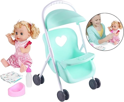 Miniatura 4 de pistro My First Baby Doll - Cochecito de cuerpo suave con divertido juego para bebés, bebés, niños y niñas, color verde