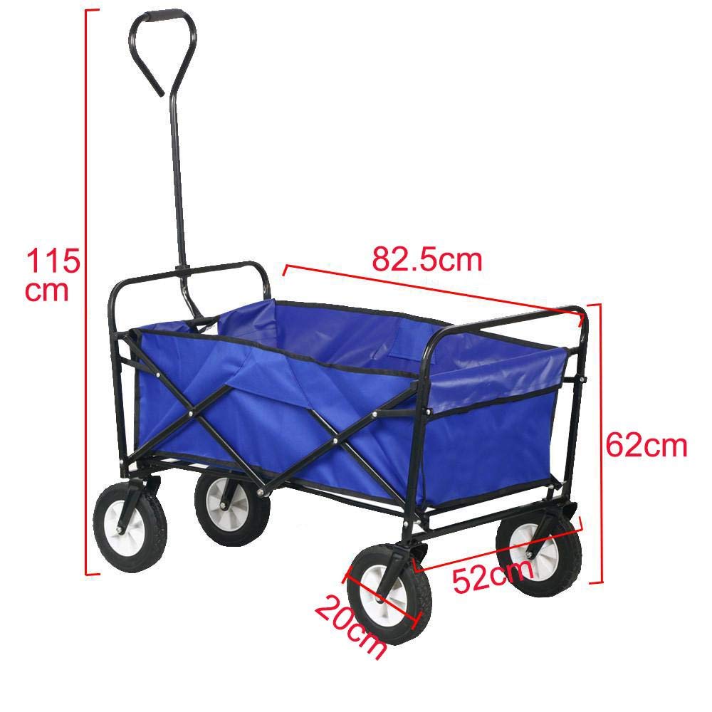 Yaheetech Foldable Pull Along Wagon Garden Trailer Hand Cart Wheelbarrow Transport Trolley,Blue