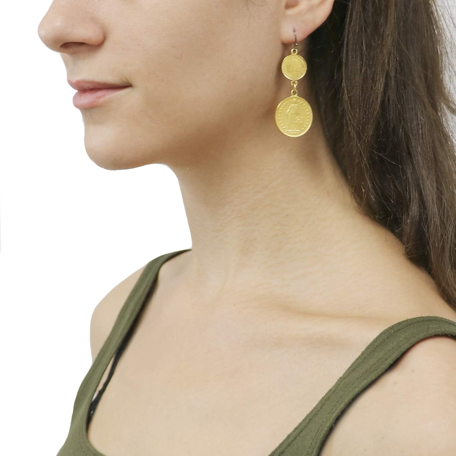 Miniatura 2 de Ben-Amun - Pendientes vintage chapados en oro de 24 quilates con moneda marroquí