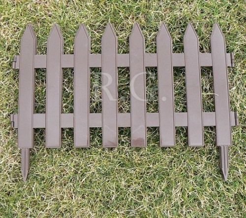 Gartenzaun Zaun Zierzaun Friesenzaun Lattenzaun 3,20m Robuster Gartenzaun Steckzaun (7 Elemente) Beeteinfassung 3 Farben von rg-vertrieb (Braun)