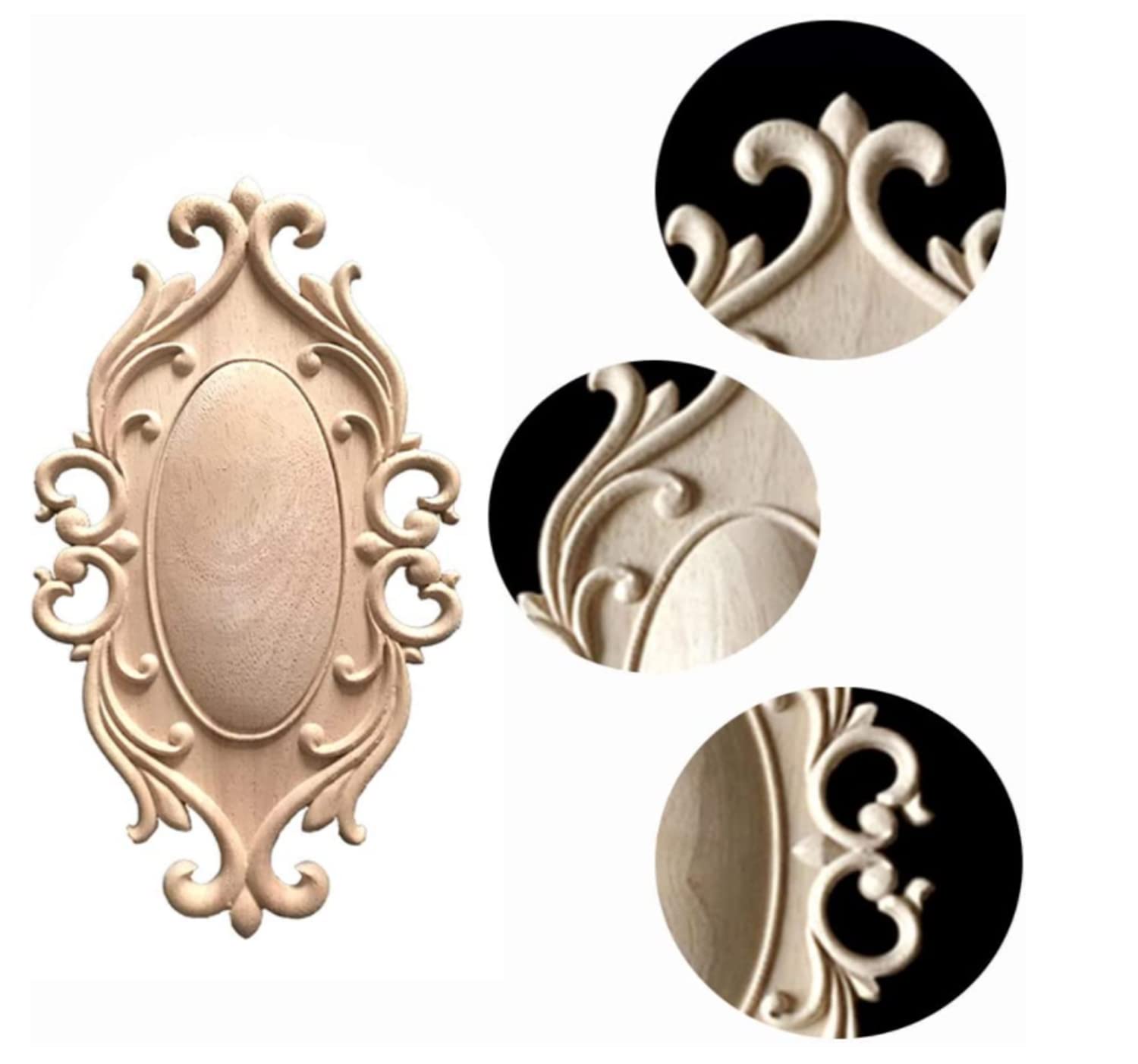 Moulures Décoratives Bois Style Européen - Lot De 2 - Sculpture Florale Pour Meubles/murs