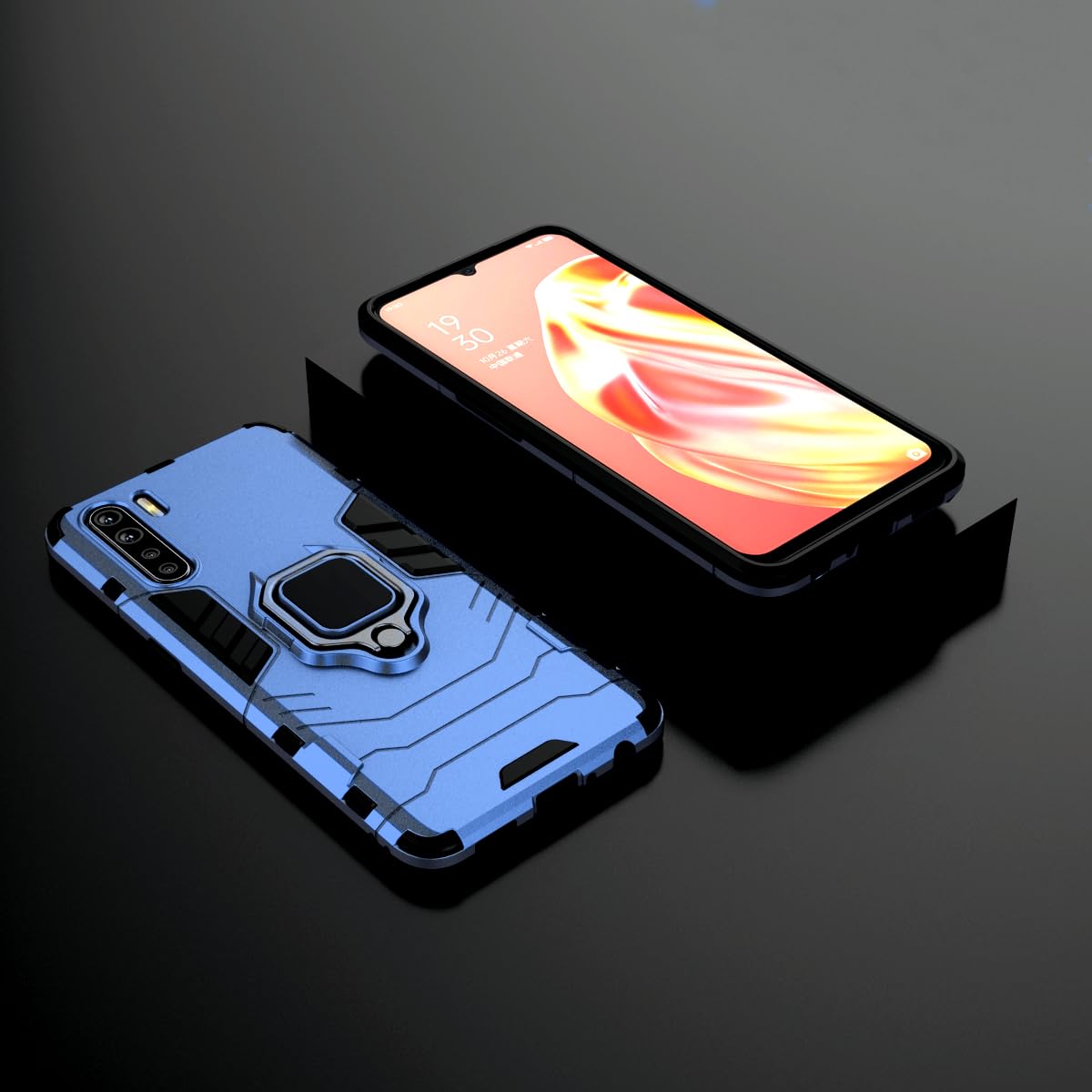 SORAKA Custodia Per OPPO A72/A52 Con Anello Metallico E Supporto Magnetico - Paraurti TPU E Cover Rigida PC, Nero