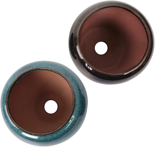 Miniatura 2 de Juego de 2 mini macetas esmaltadas + 4 pantallas de drenaje de malla suave