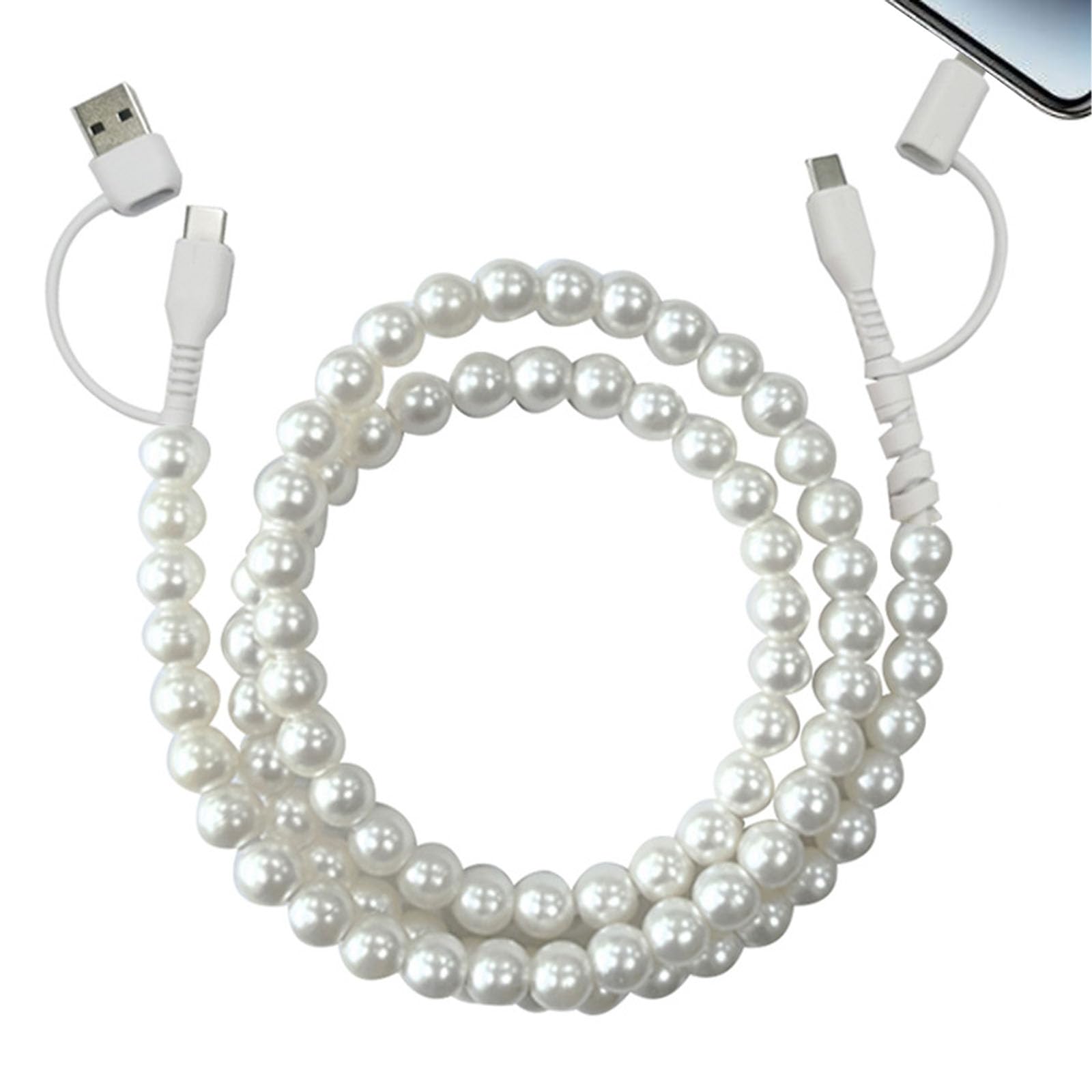 4-in-1 Beaded Charging Cord&Fast Charging Cable 66W, Beaded Charger Cable for iPhone, 3.3ft Multi Fast Charger Cord for Most Type C USB C Devices (B