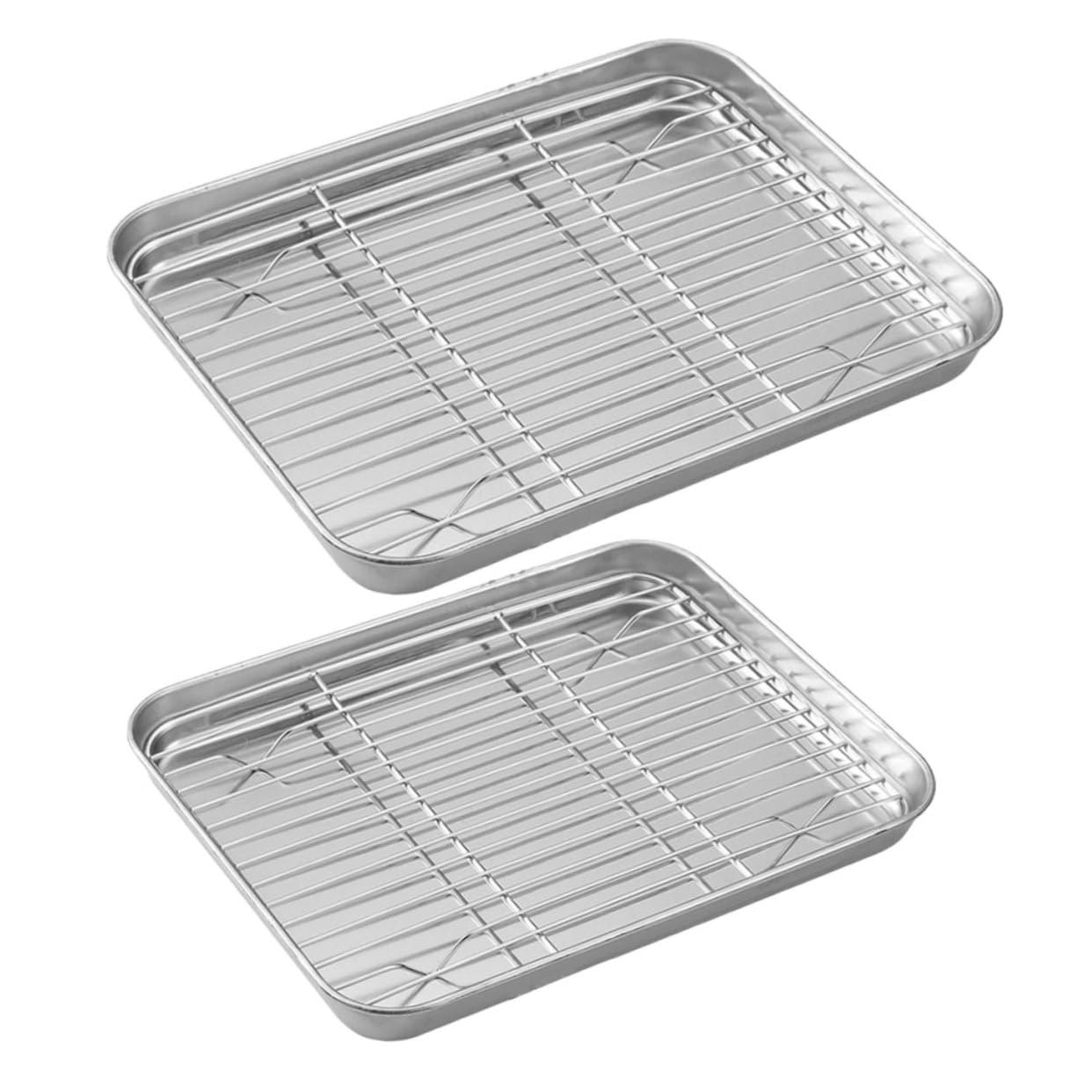 Gatuida 2juegos Bandejas Para Hornear Con Rejilla Para Enfriar Bandejas De Acero Inoxidable Para Hornear Pan Para Con Rejilla Para Cocinar El Horno