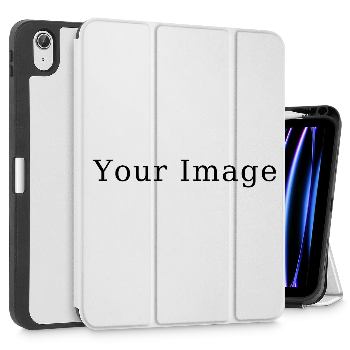 Tuiklol Personalized Photo Case for iPad 11'' 2025 (A16) 11th/ iPad 10.9'' 2022 Release 10th Gen, Slim Stand Hard Case Pencil Holder with Trifold