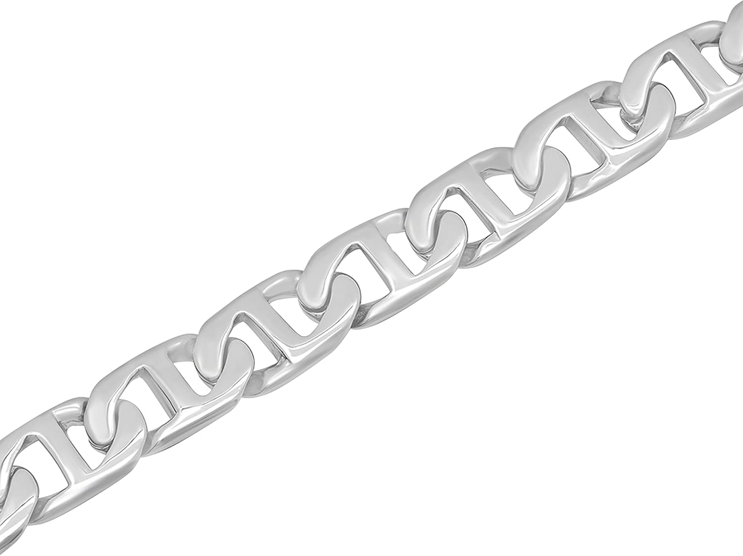 Men's Stainless Steel 6.5mm Flat Mariner Link Chain 8.5" Bracelet - Lobster Claw - Image 5