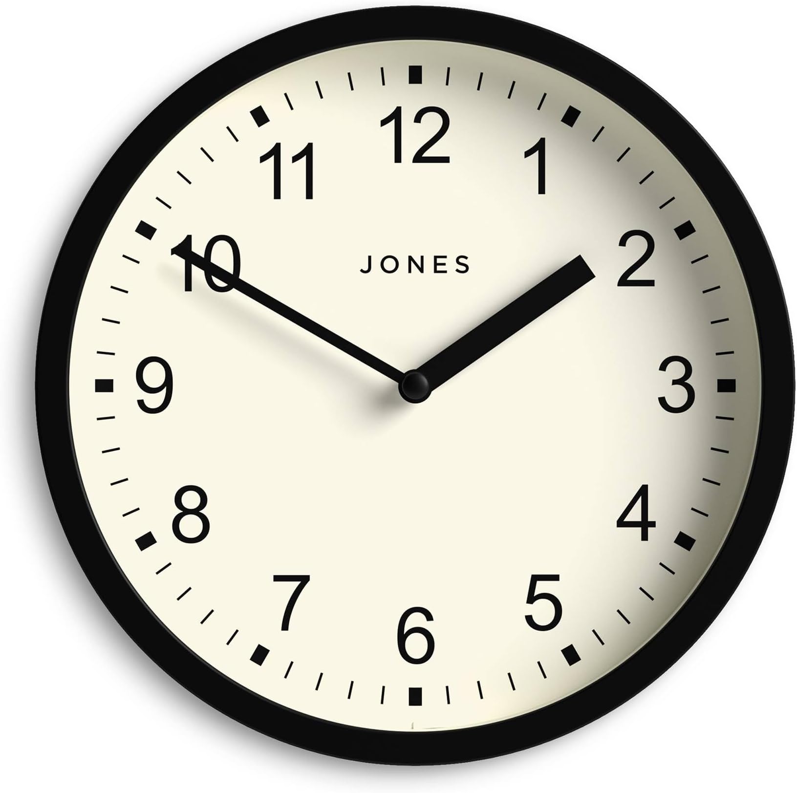 Jones Clocks® The Spin - Small Clock - Round Wall Clock - Kitchen Clock - Living Room Clock - Office Clock - Decorative Home Accessories - Modern Wall Clock - Modern Wall Clock (Black)