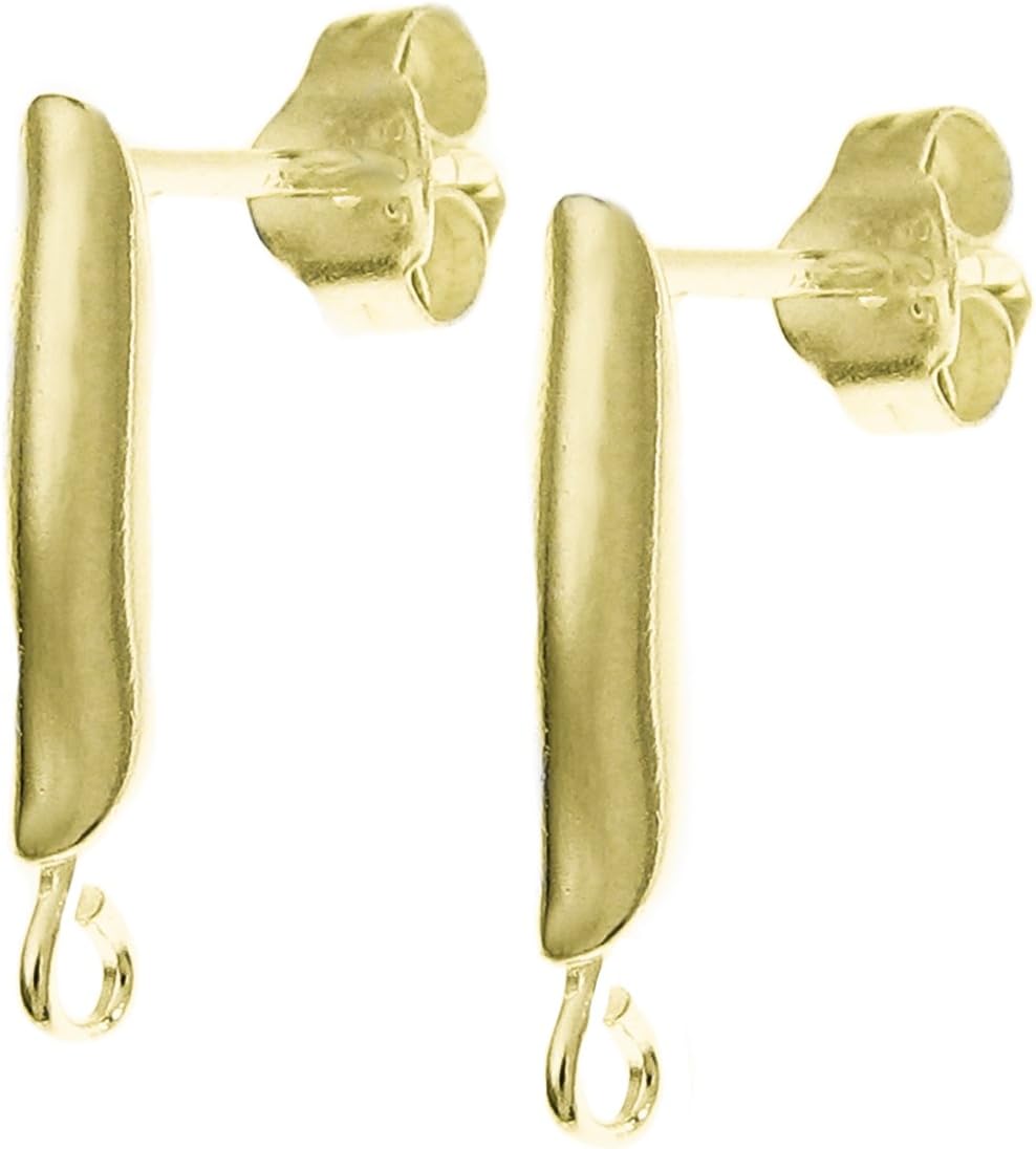 4 pcs 14k Gold on .925 Sterling Silver Stripe Dangle Stud