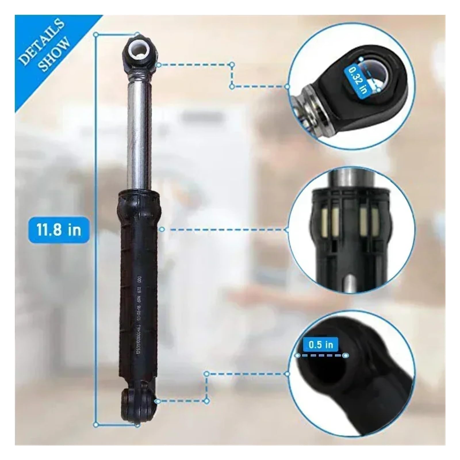 Lot de 3 amortisseurs de tambour pour machine à laver, compatible avec Siemens, compatible avec Bosch, barre d'équilibre