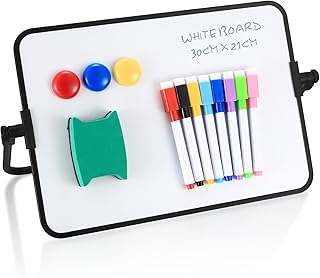 Dry Erase Whiteboards, A4 Size Small Double Sided White Boards, with Dry Erase Pens, Eraser, Magnets for School Home Office Classroom Kids Children Students Drawing Writing - 30x21 cm