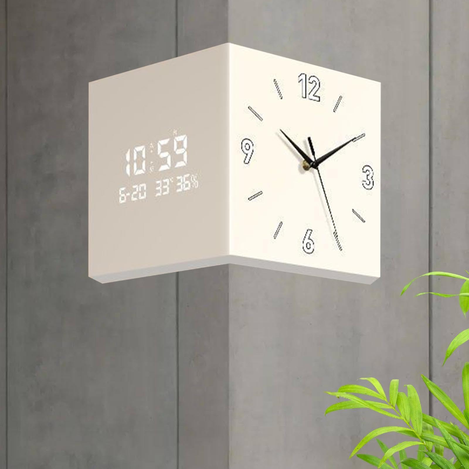 Amazon.co.jp: 両面壁掛け時計 コーナークロックスクエア 置き時計
