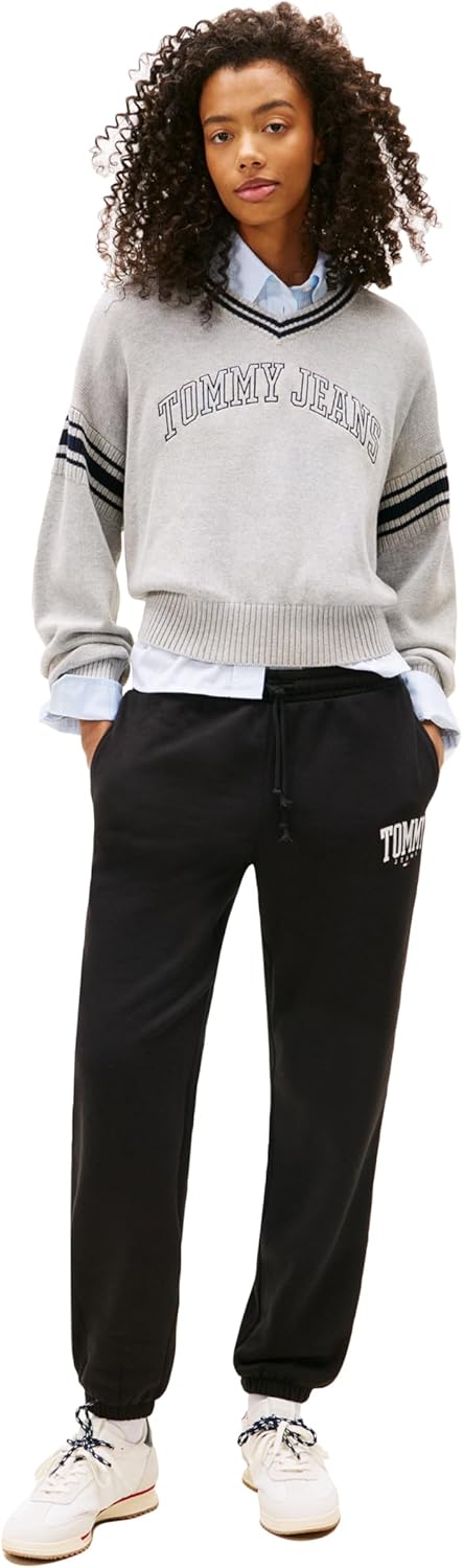 Tommy Jeans Womens Regular Logo Jogger Sweatpants with Drawstring Ties - Image 3